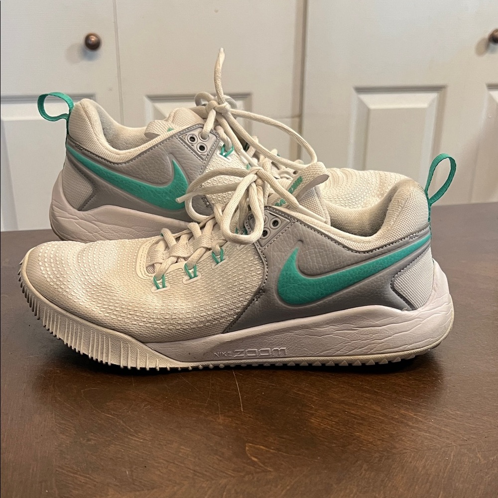 Nike Zoom Volleyball White and Teal Sneakers